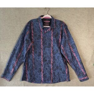 Barabas Long Sleeve Shirt Men Sz 2XL Blue Paisley Mesmerized Cotton Classic